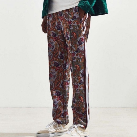 Urban Outfitters Oscar Track Pants Unisex Pinstripes Paisley Print Pockets M - Picture 1 of 16